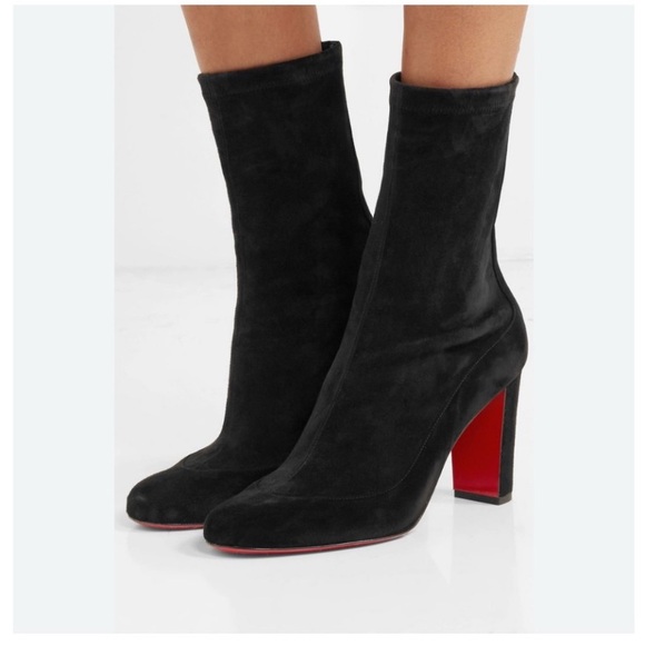 Christian Louboutin Shoes - Christian Louboutin gena 85mm stretch boot bootie black suede sz 38.5